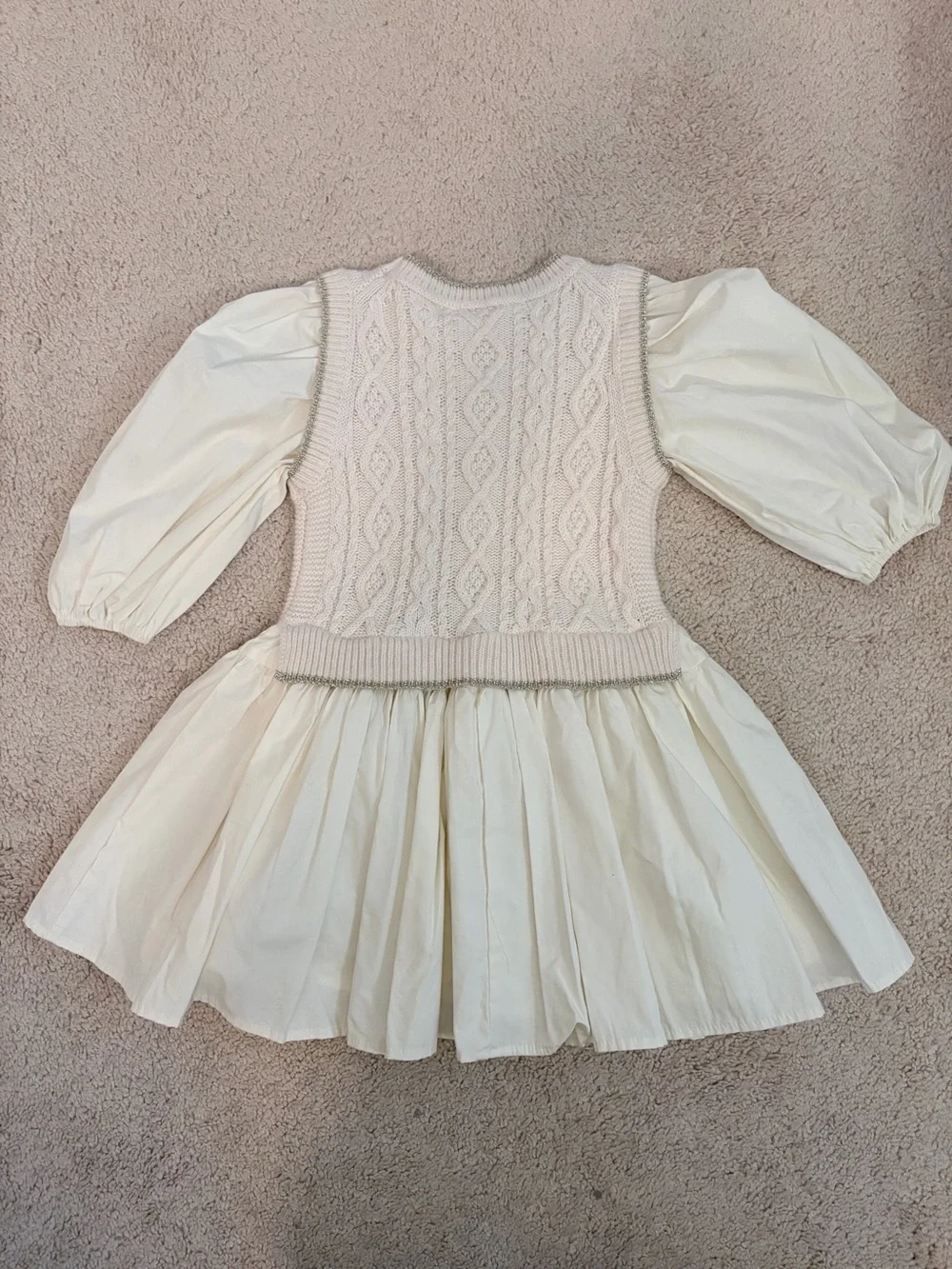 A Loves A Girls Cream Knit Dress w/ Tulle Skirt Girls‎ Size 6 NWT